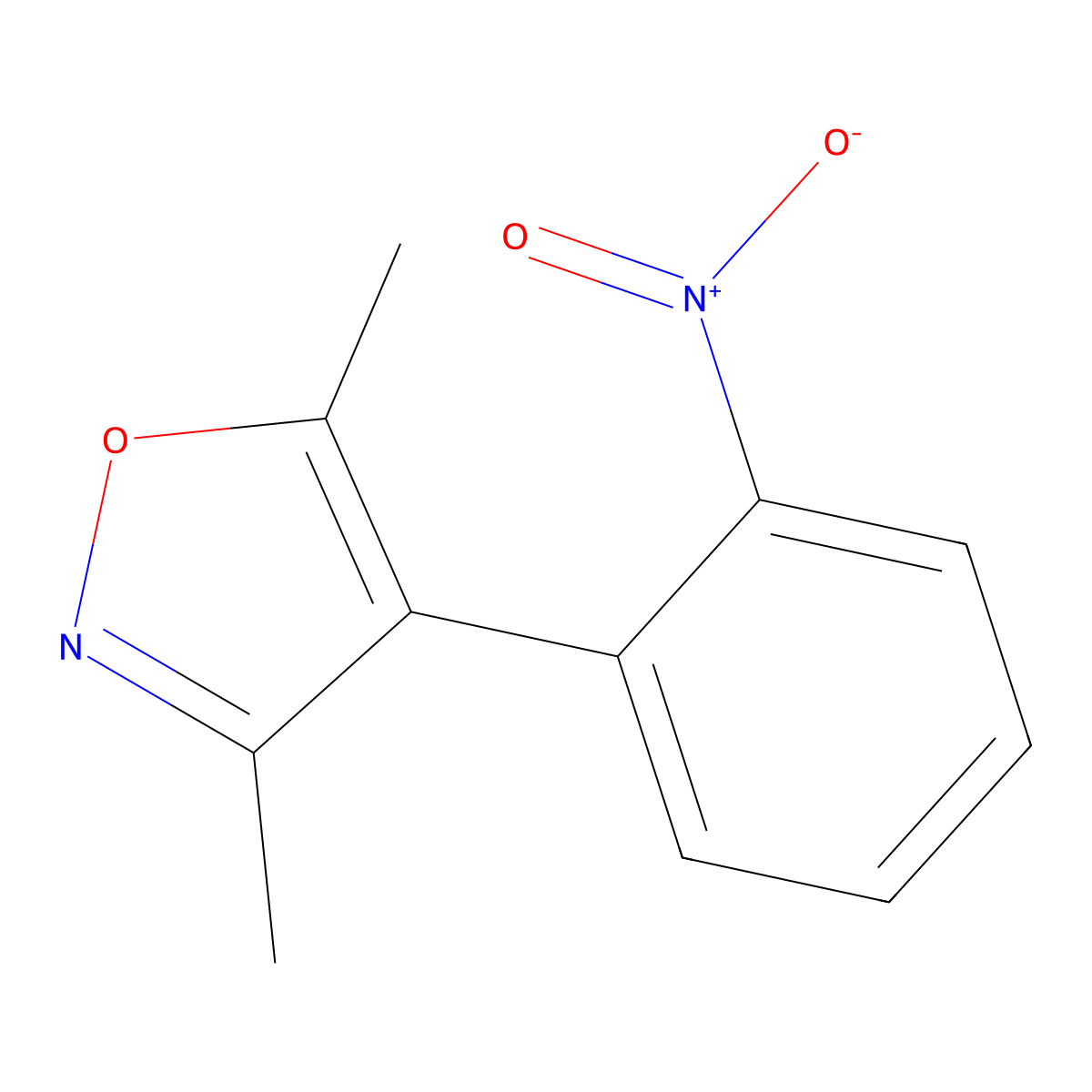 3,5-Dimethyl-4-(2-nitrophenyl)-1,2-oxazole molecular structure, CAS 136295-82-4