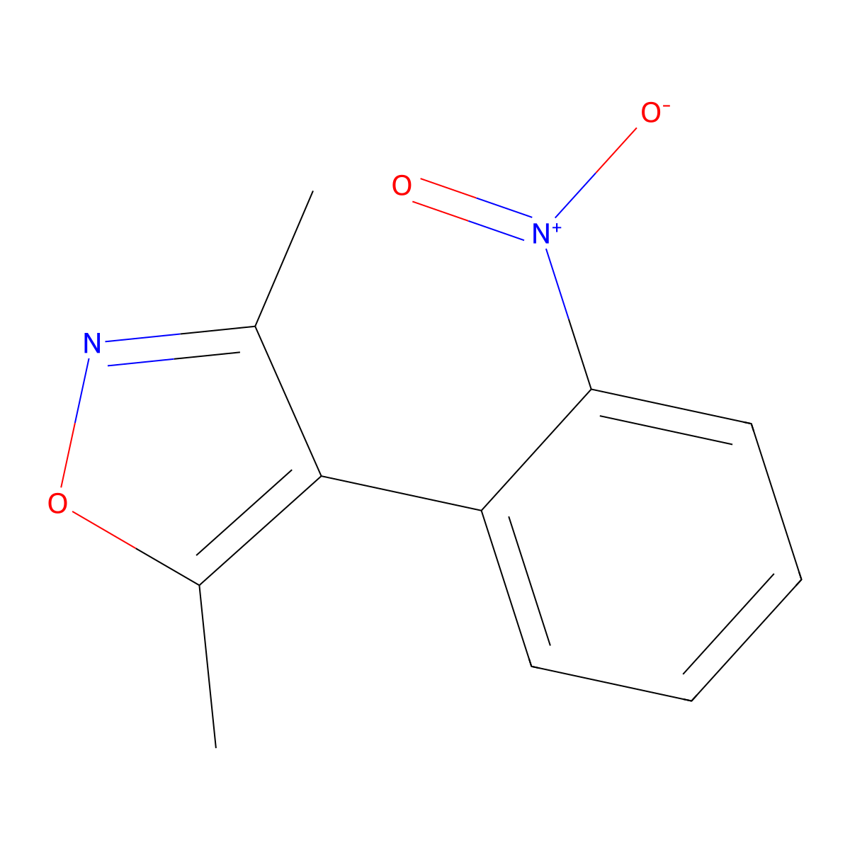 3,5-Dimethyl-4-(2-nitrophenyl)-1,2-oxazole molecular structure, CAS 136295-82-4