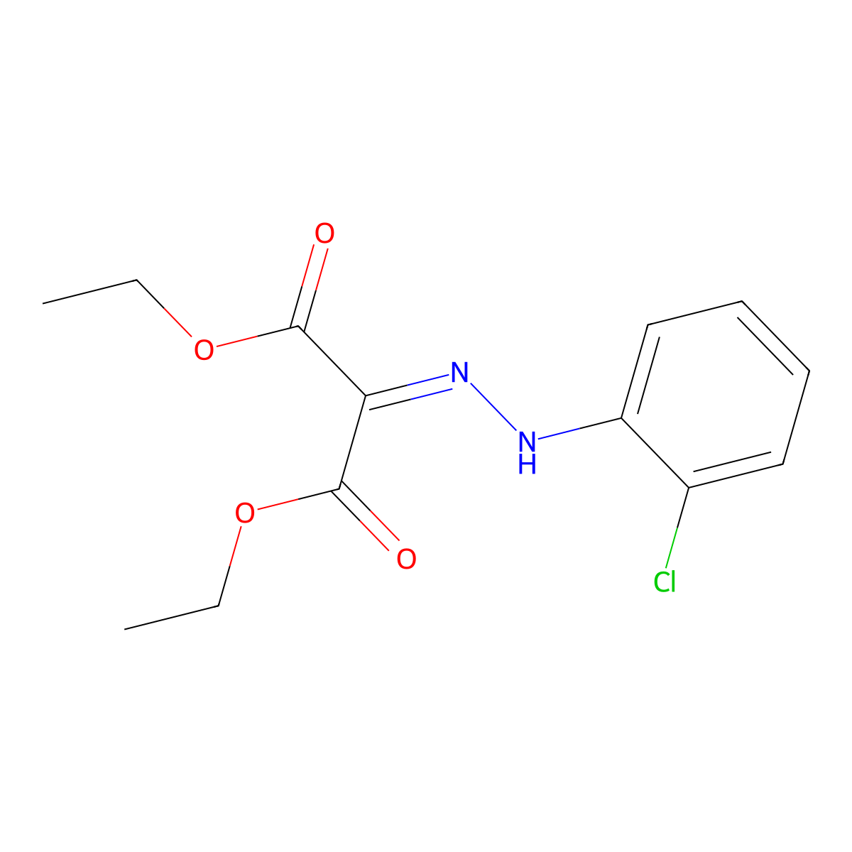 Diethyl 2-[(2-chlorophenyl)hydrazinylidene]propanedioate molecular structure, CAS 13631-88-4