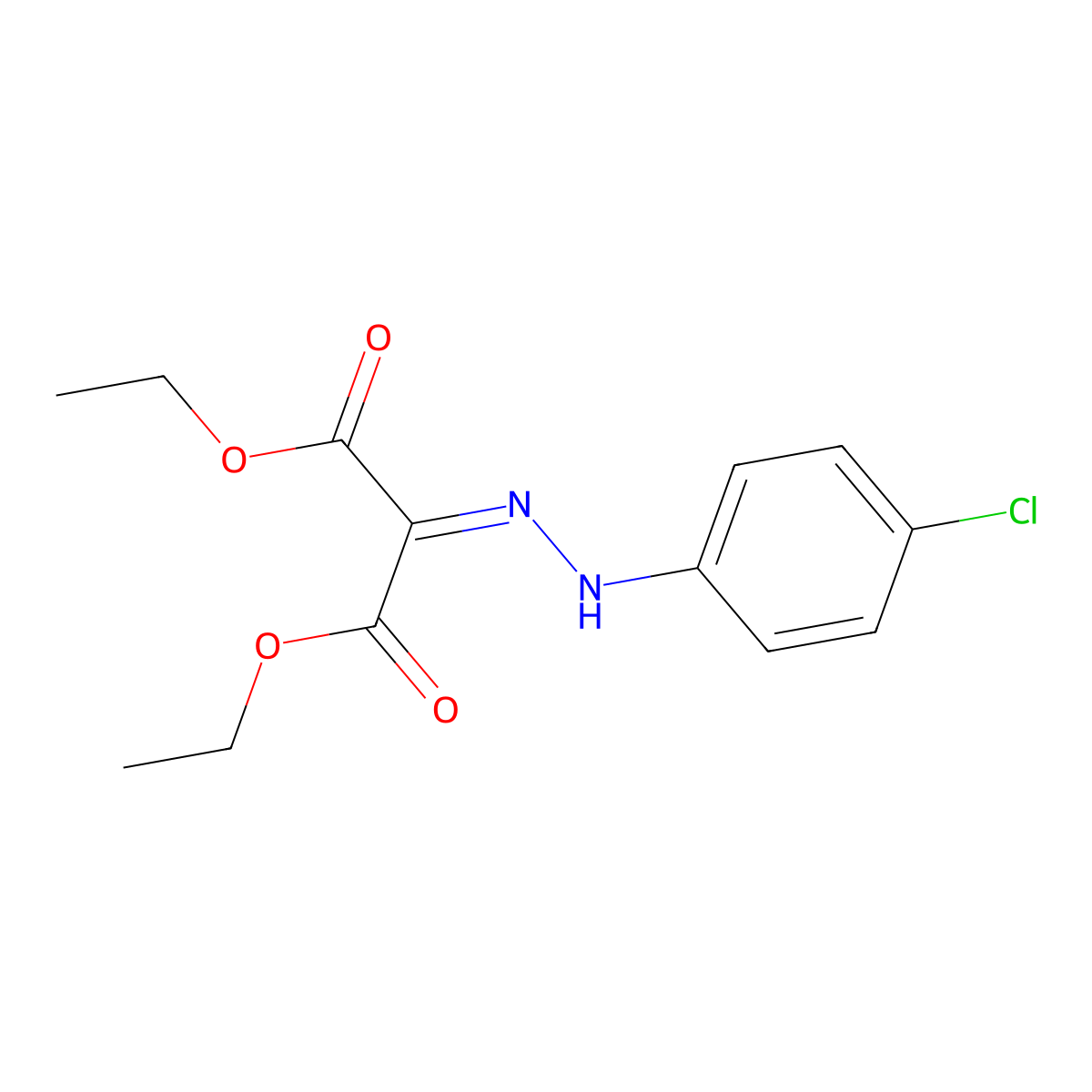 Diethyl [2-(4-chlorophenyl)hydrazinylidene]propanedioate molecular structure, CAS 13631-91-9
