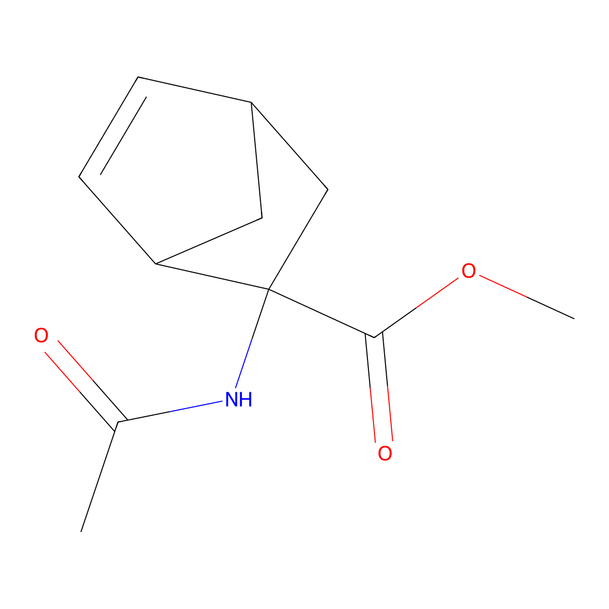 rel-methyl(1R,2R,4R)-2-acetamidobicyclo[2.2.1]hept-5-ene-2-carboxylate molecular structure, CAS 136314-93-7
