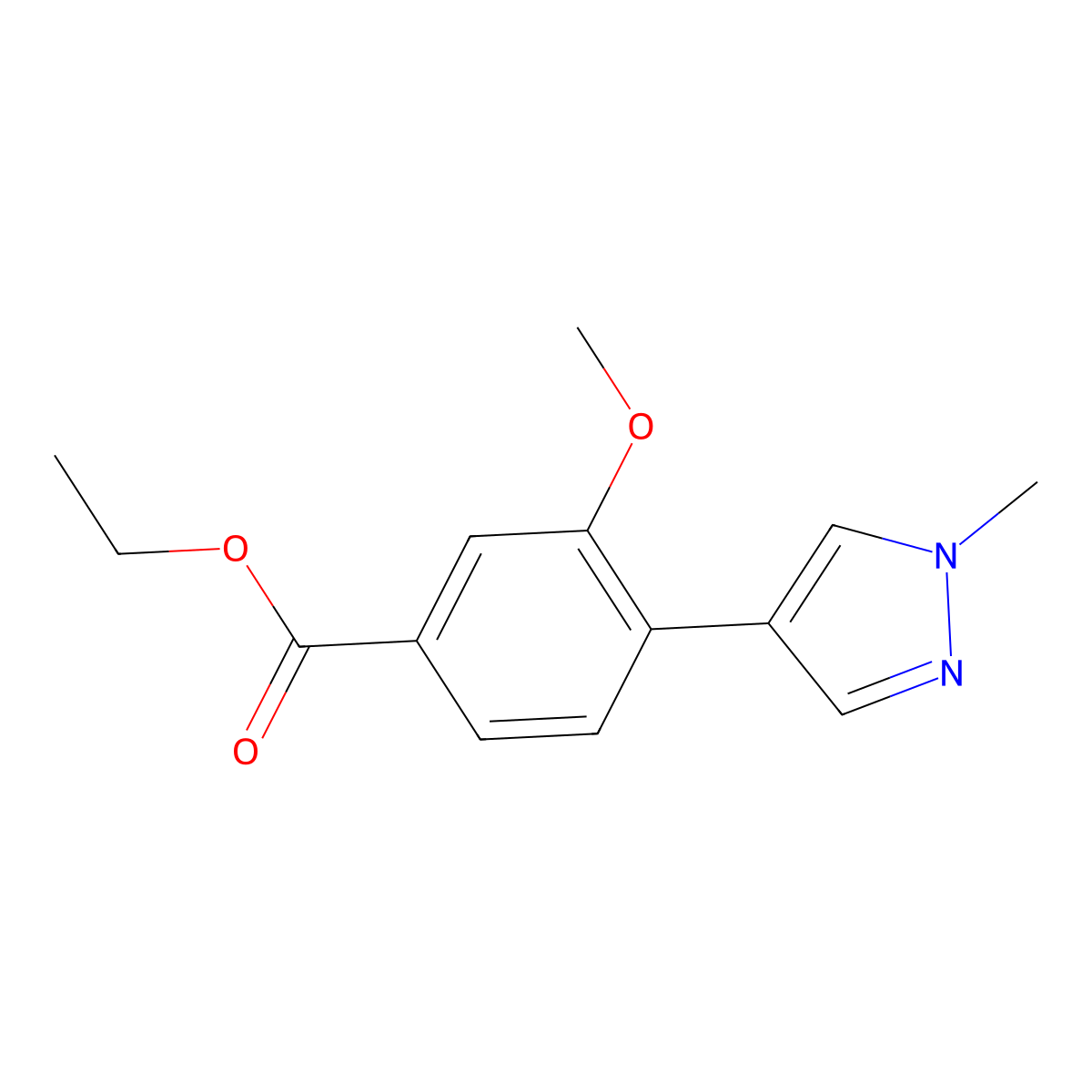 3-Methoxy-4-(1-methyl-1h-pyrazol-4-yl)benzoic acid ethyl ester molecular structure, CAS 1363147-32-3