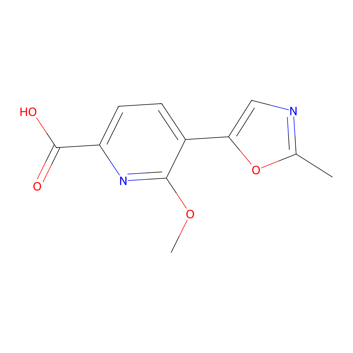 6-Methoxy-5-(2-methyl-1,3-oxazol-5-yl)pyridine-2-carboxylic acid molecular structure, CAS 1363148-57-5