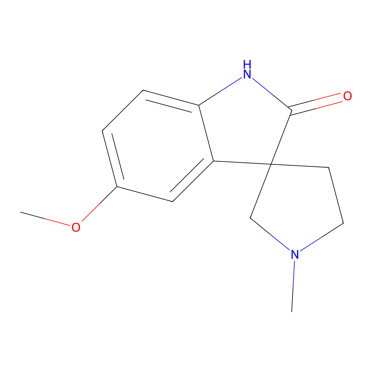 5-Methoxy-1'-methylspiro[indoline-3,3'-pyrrolidin]-2-one molecular structure, CAS 136316-07-9