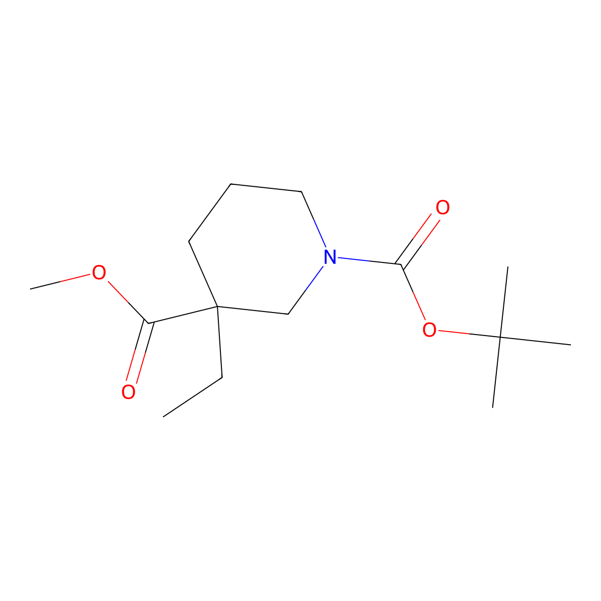 Methyl 1-Boc-3-ethylpiperidine-3-carboxylate molecular structure, CAS 1363165-85-8