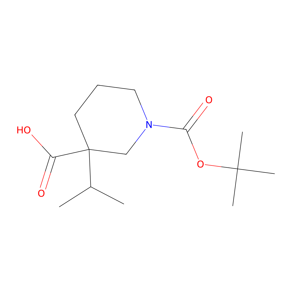 1-Boc-3-isopropylpiperidine-3-carboxylic Acid molecular structure, CAS 1363165-91-6