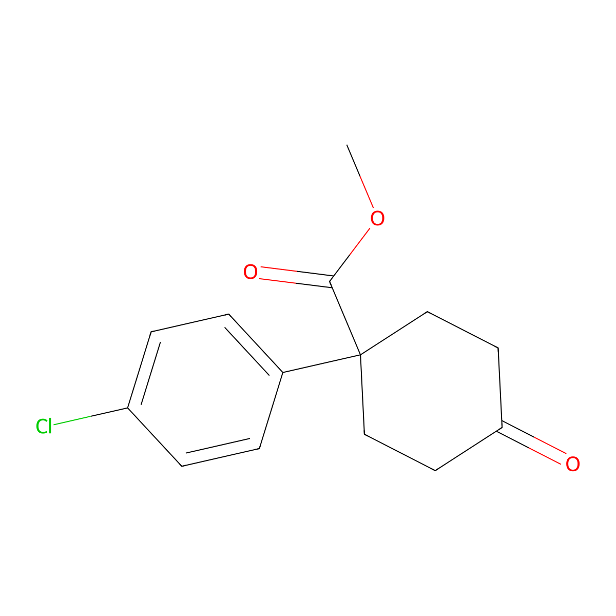 Methyl 1-(4-chlorophenyl)-4-oxocyclohexanecarboxylate molecular structure, CAS 1363165-99-4