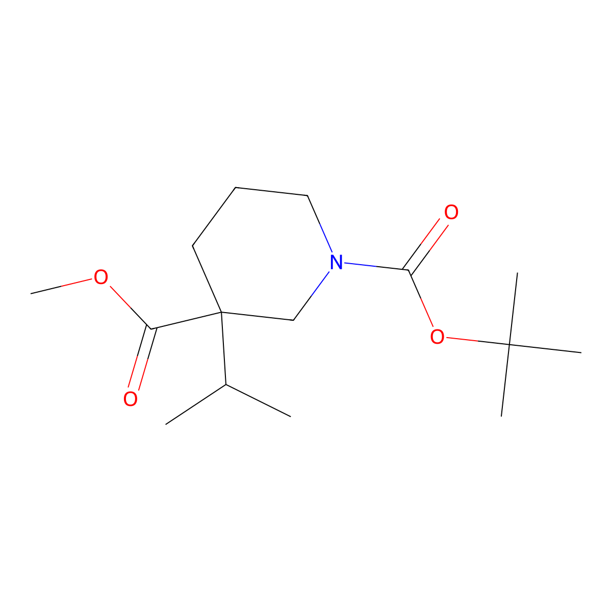 Methyl 1-Boc-3-isopropylpiperidine-3-carboxylate molecular structure, CAS 1363166-18-0
