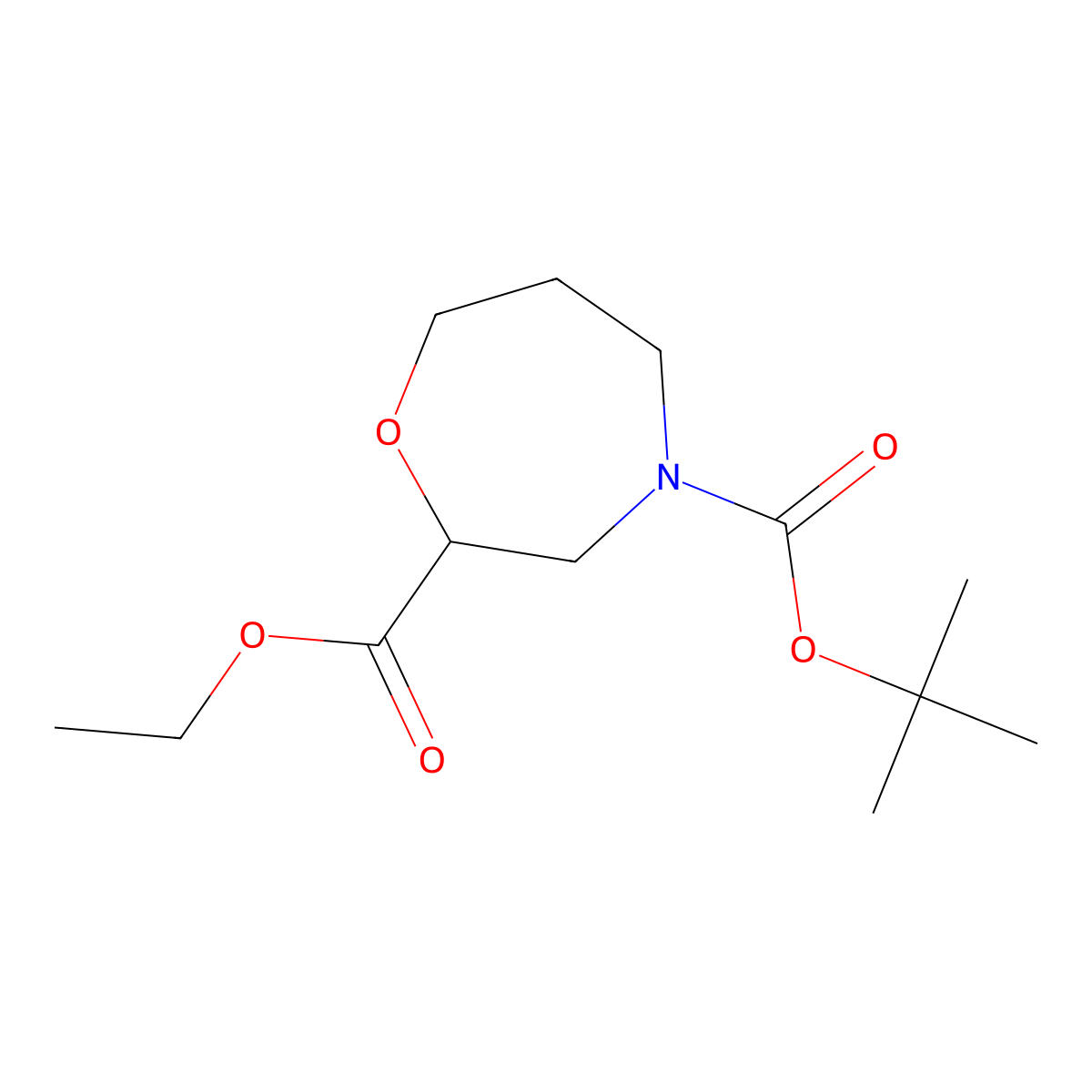 Ethyl 4-Boc-2-homomorpholinecarboxylate molecular structure, CAS 1363166-21-5