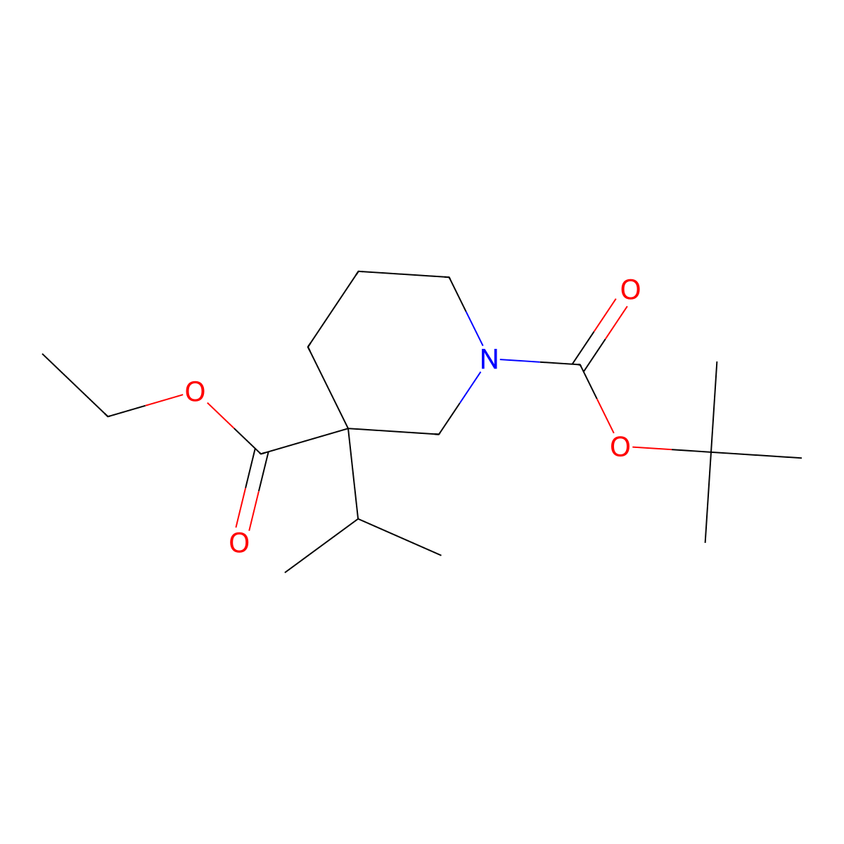 Ethyl 1-Boc-3-isopropylpiperidine-3-carboxylate molecular structure, CAS 1363166-24-8