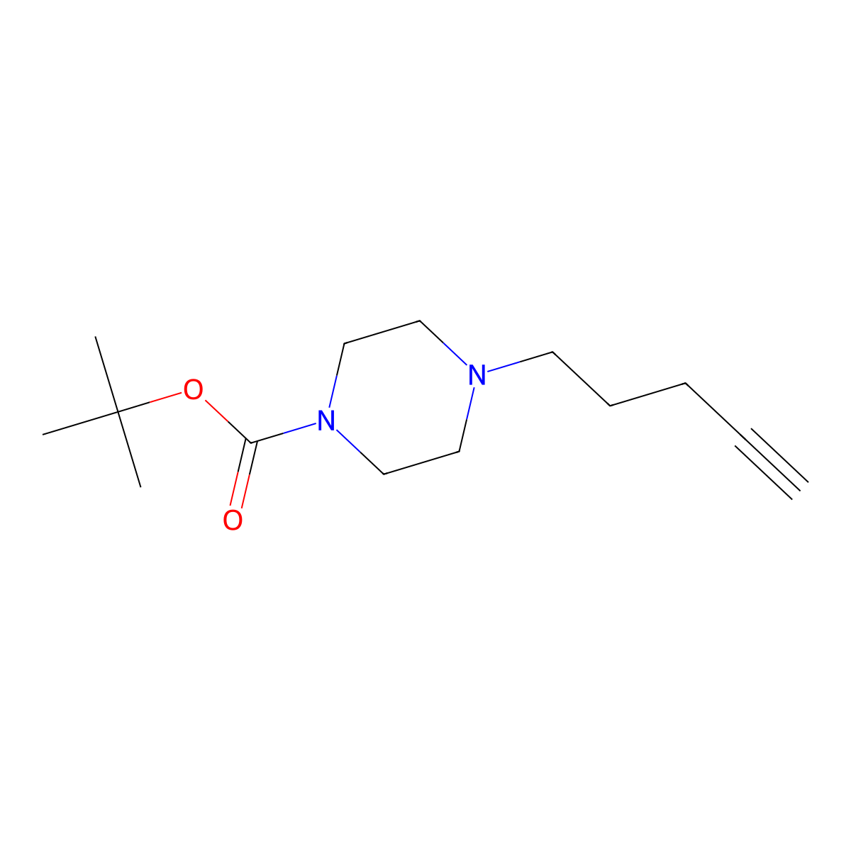 Tert-butyl 4-(pent-4-yn-1-yl)piperazine-1-carboxylate molecular structure, CAS 1363172-21-7