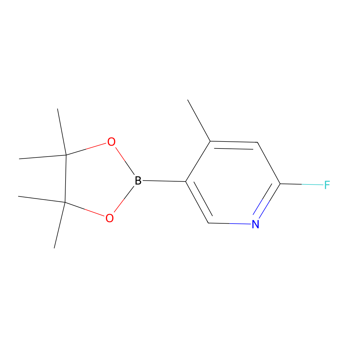 2-Fluoro-4-methyl-5-(tetramethyl-1,3,2-dioxaborolan-2-yl)pyridine molecular structure, CAS 1363192-17-9