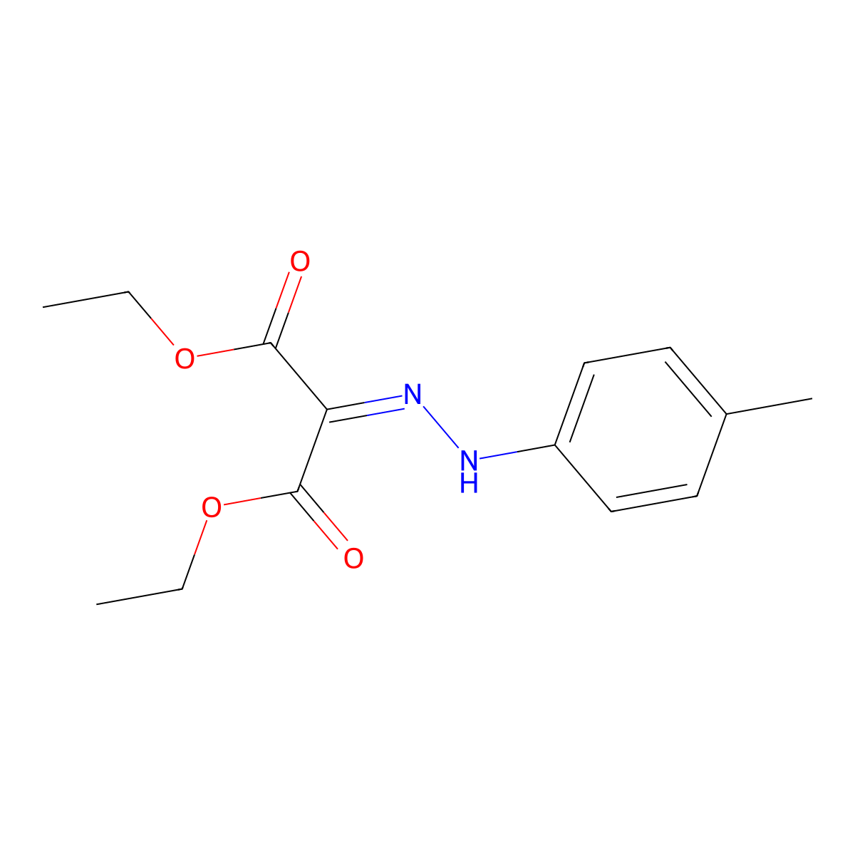 Propanedioic acid, 2-[2-(4-methylphenyl)hydrazinylidene]-, 1,3-diethyl ester molecular structure, CAS 13632-06-9