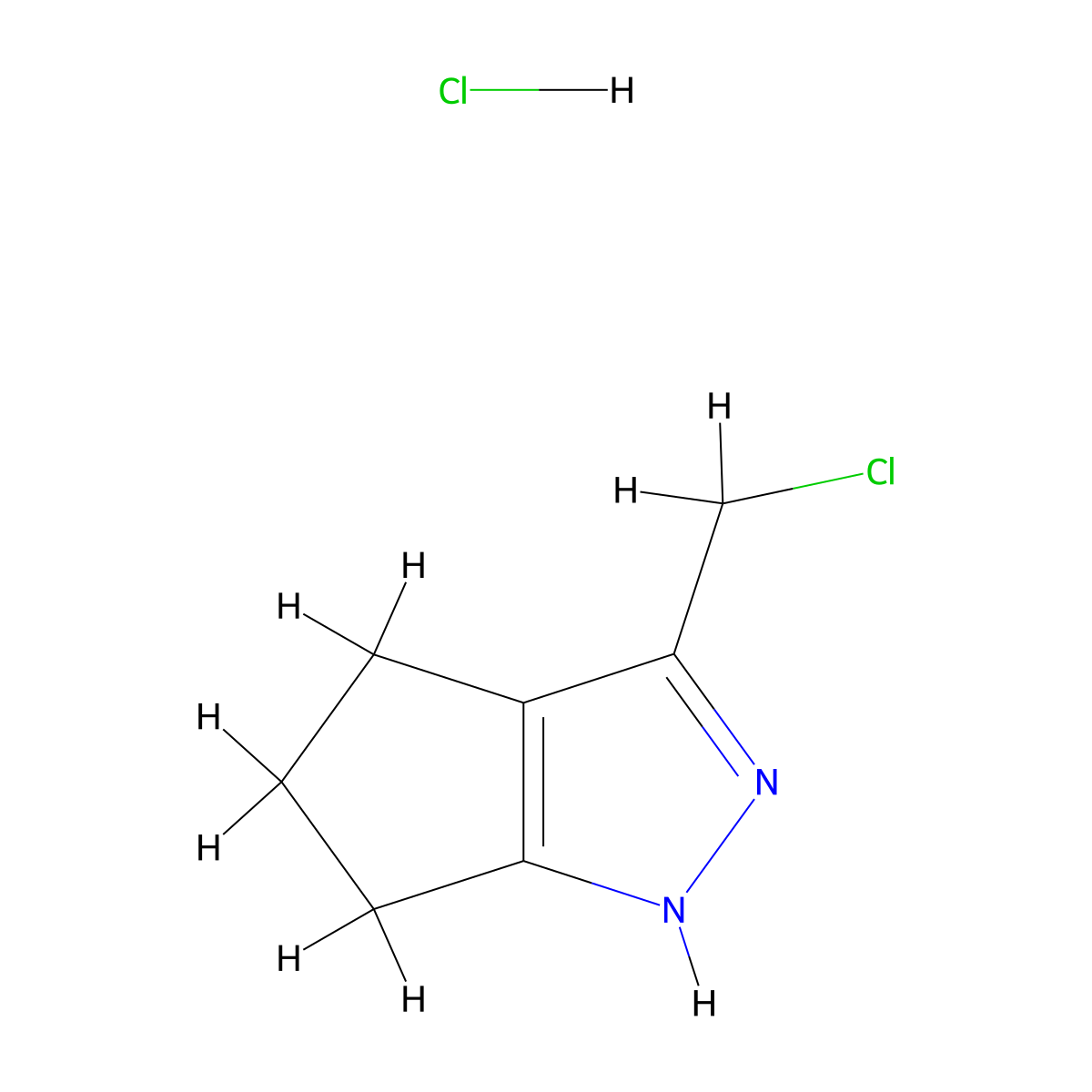 3-(chloromethyl)-1H,4H,5H,6H-cyclopenta[c]pyrazole hydrochloride molecular structure, CAS 1363210-33-6