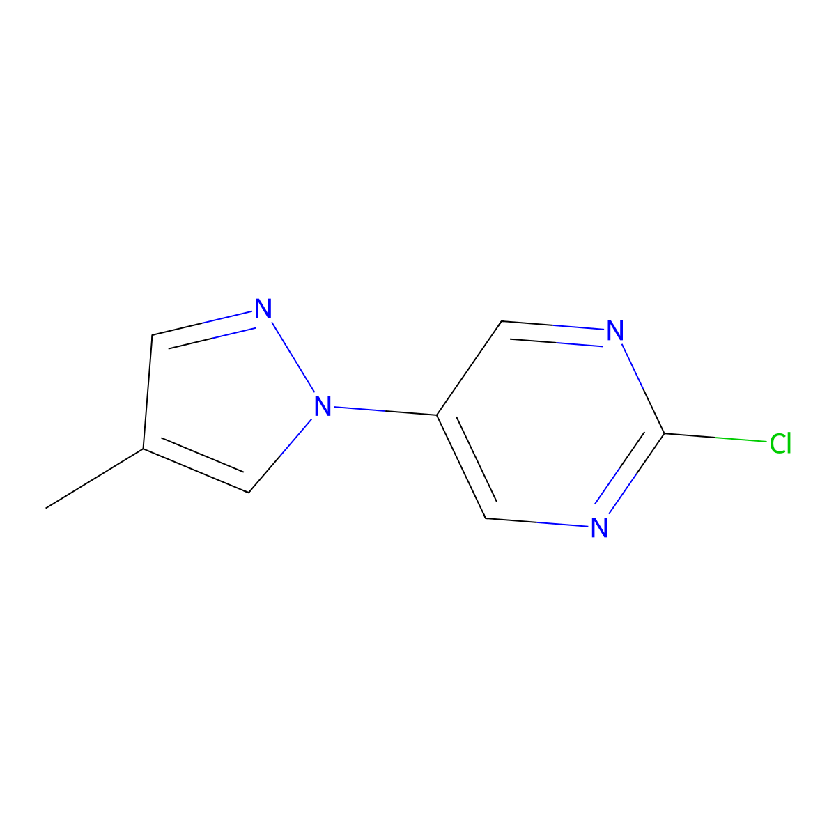 2-Chloro-5-(4-methyl-1H-pyrazol-1-yl)pyrimidine molecular structure, CAS 1363253-82-0