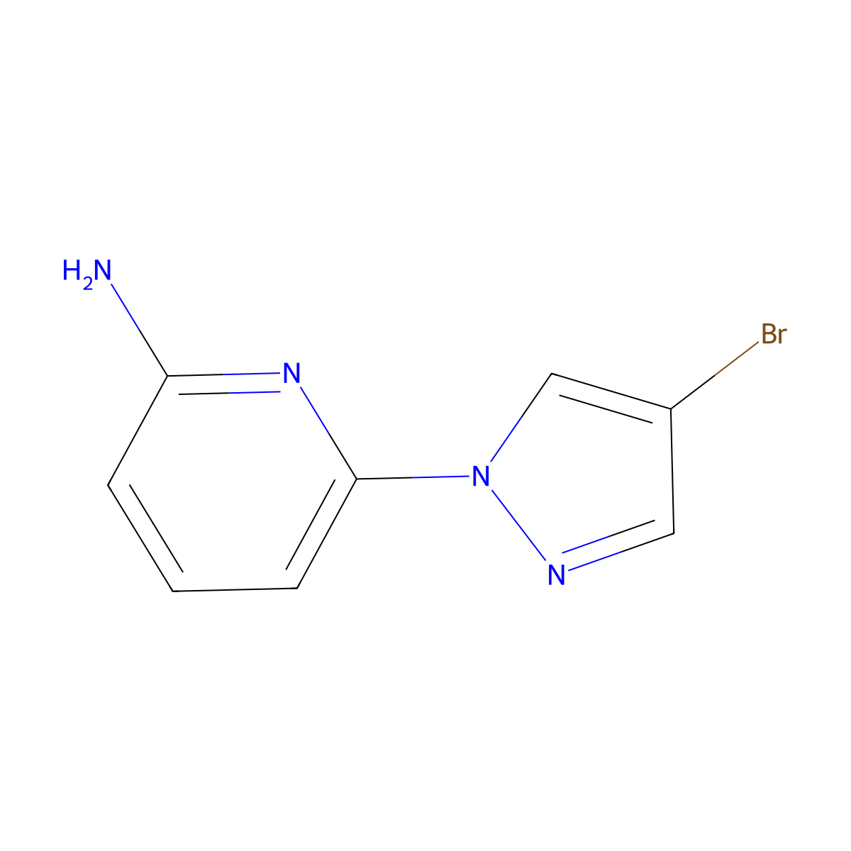 4-Bromo-1-(6-amino-2-pyridyl)pyrazole molecular structure, CAS 1363253-83-1