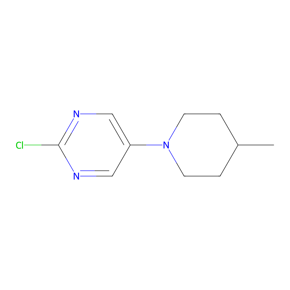 2-Chloro-5-(4-methylpiperidin-1-yl)pyrimidine molecular structure, CAS 1363253-84-2