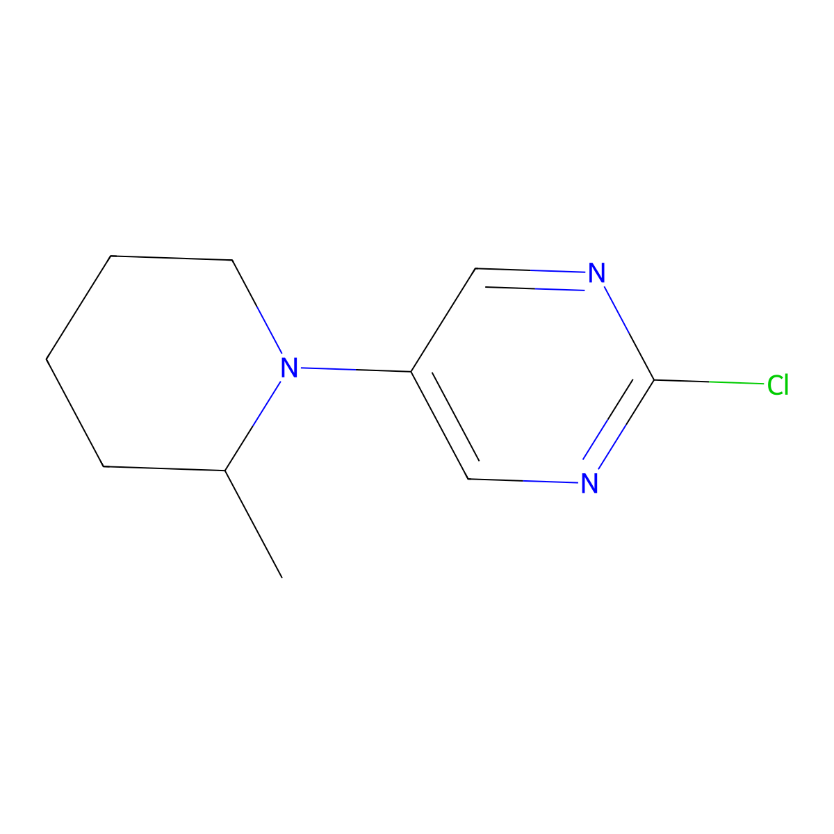 2-Chloro-5-(2-methylpiperidin-1-yl)pyrimidine molecular structure, CAS 1363253-86-4