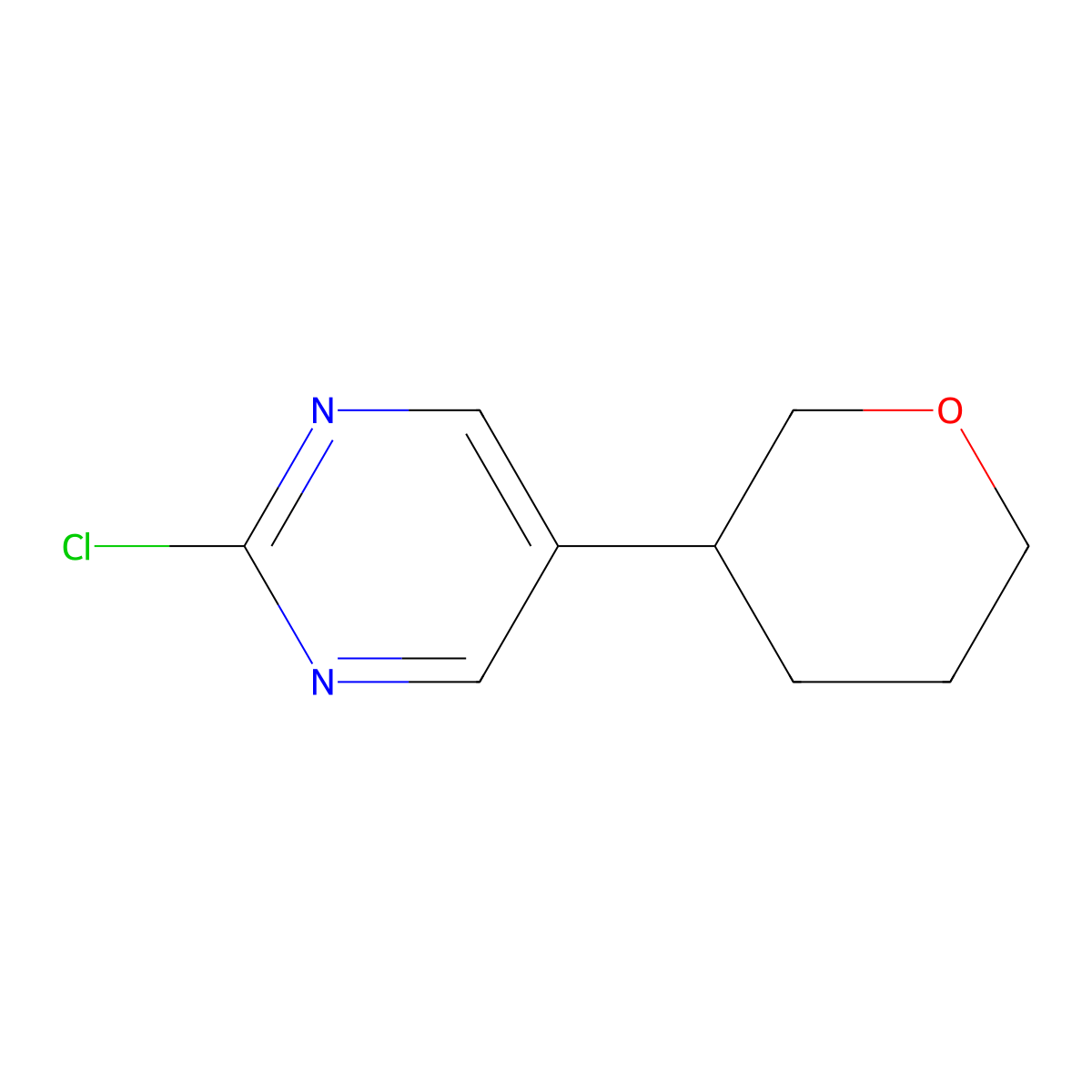 2-Chloro-5-(3-tetrahydropyranyl)pyrimidine molecular structure, CAS 1363253-97-7