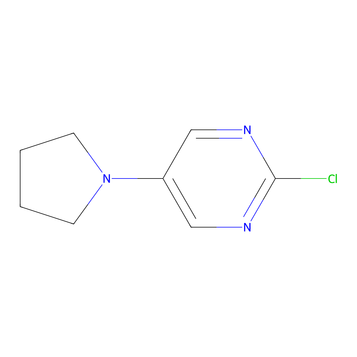 2-Chloro-5-(pyrrolidino)pyrimidine molecular structure, CAS 1363254-01-6