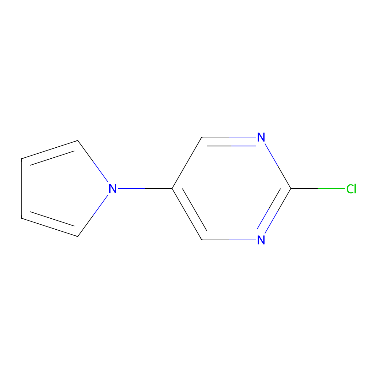 2-Chloro-5-(1H-pyrrol-1-yl)pyrimidine molecular structure, CAS 1363254-02-7