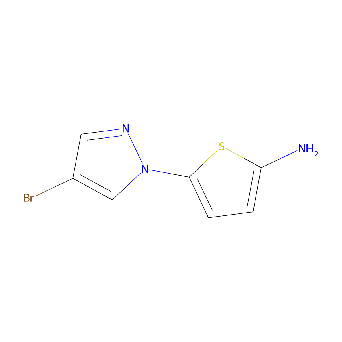 4-Bromo-1-(5-amino-2-thienyl)pyrazole molecular structure, CAS 1363254-03-8