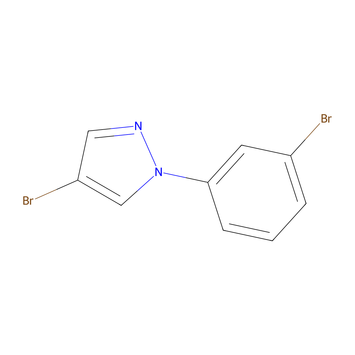 4-Bromo-1-(3-bromophenyl)-1H-pyrazole molecular structure, CAS 1363254-08-3