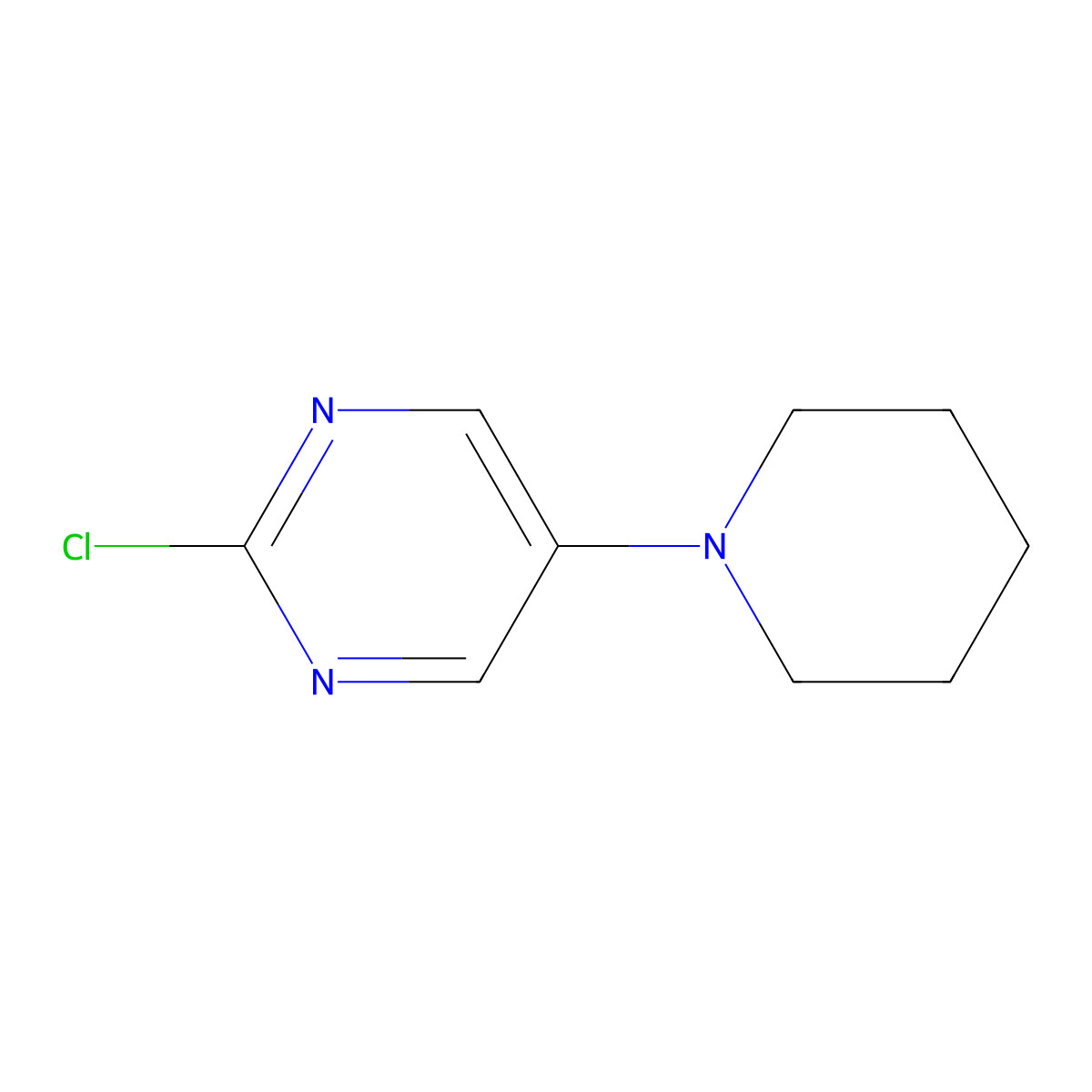 2-Chloro-5-(piperidino)pyrimidine molecular structure, CAS 1363254-09-4