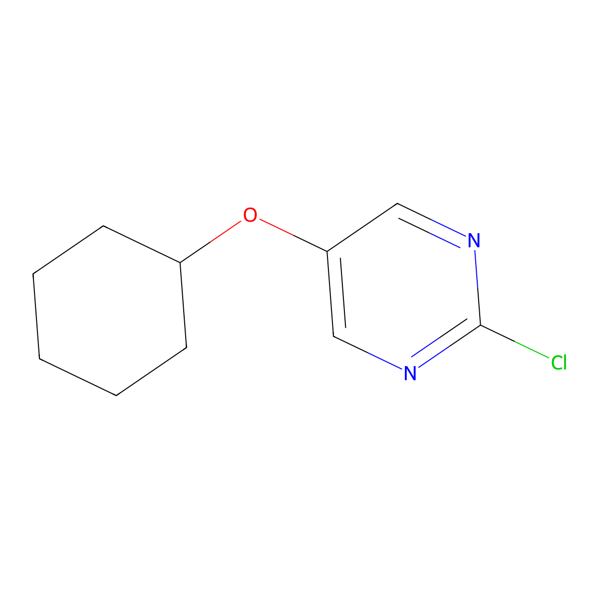 2-Chloro-5-(cyclohexyloxy)pyrimidine molecular structure, CAS 1363254-12-9