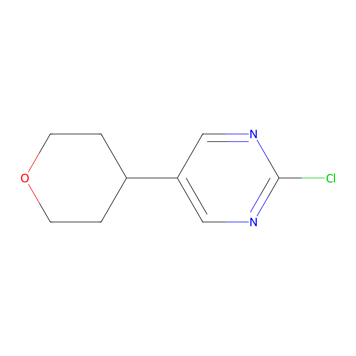 2-Chloro-5-(oxan-4-yl)pyrimidine molecular structure, CAS 1363254-16-3