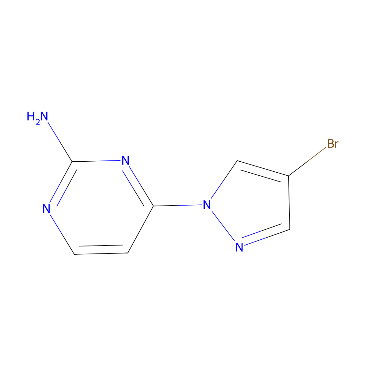 4-Bromo-1-(2-amino-4-pyrimidyl)pyrazole molecular structure, CAS 1363254-19-6