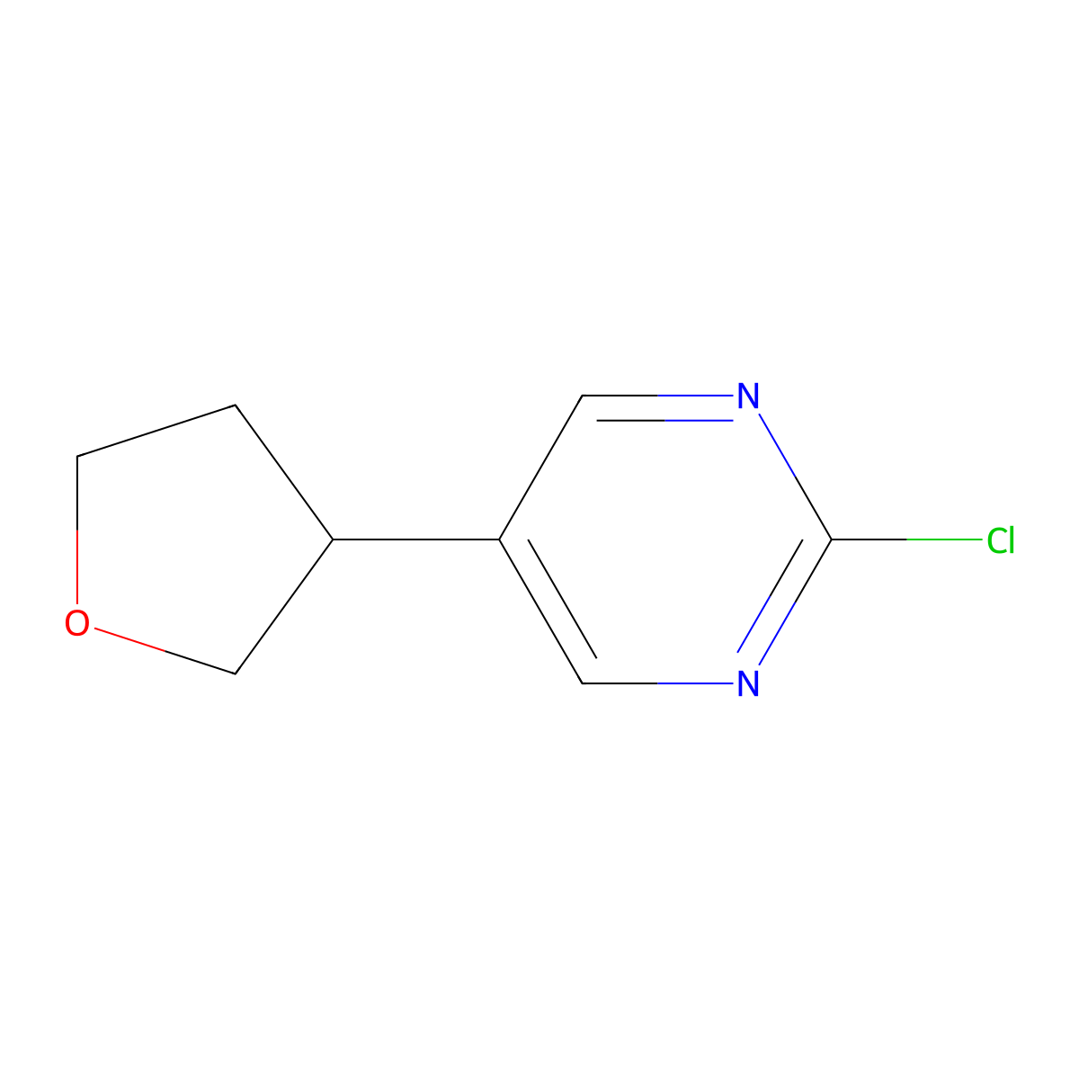 2-Chloro-5-(tetrahydrofuran-3-yl)pyrimidine molecular structure, CAS 1363254-20-9