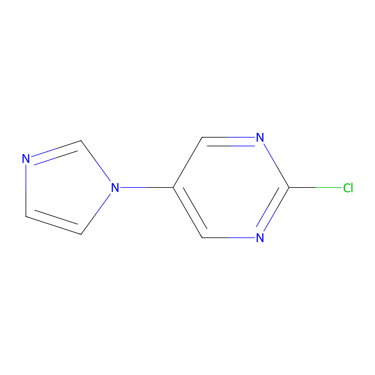 2-Chloro-5-(imidazol-1-yl)pyrimidine molecular structure, CAS 1363254-29-8
