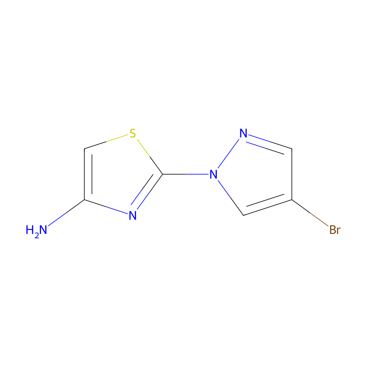 4-Bromo-1-(4-aminothiazol-2-yl)pyrazole molecular structure, CAS 1363254-35-6