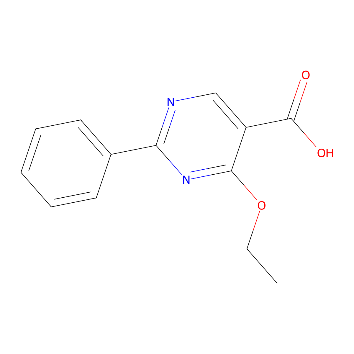 4-Ethoxy-2-phenylpyrimidine-5-carboxylic acid molecular structure, CAS 136326-10-8