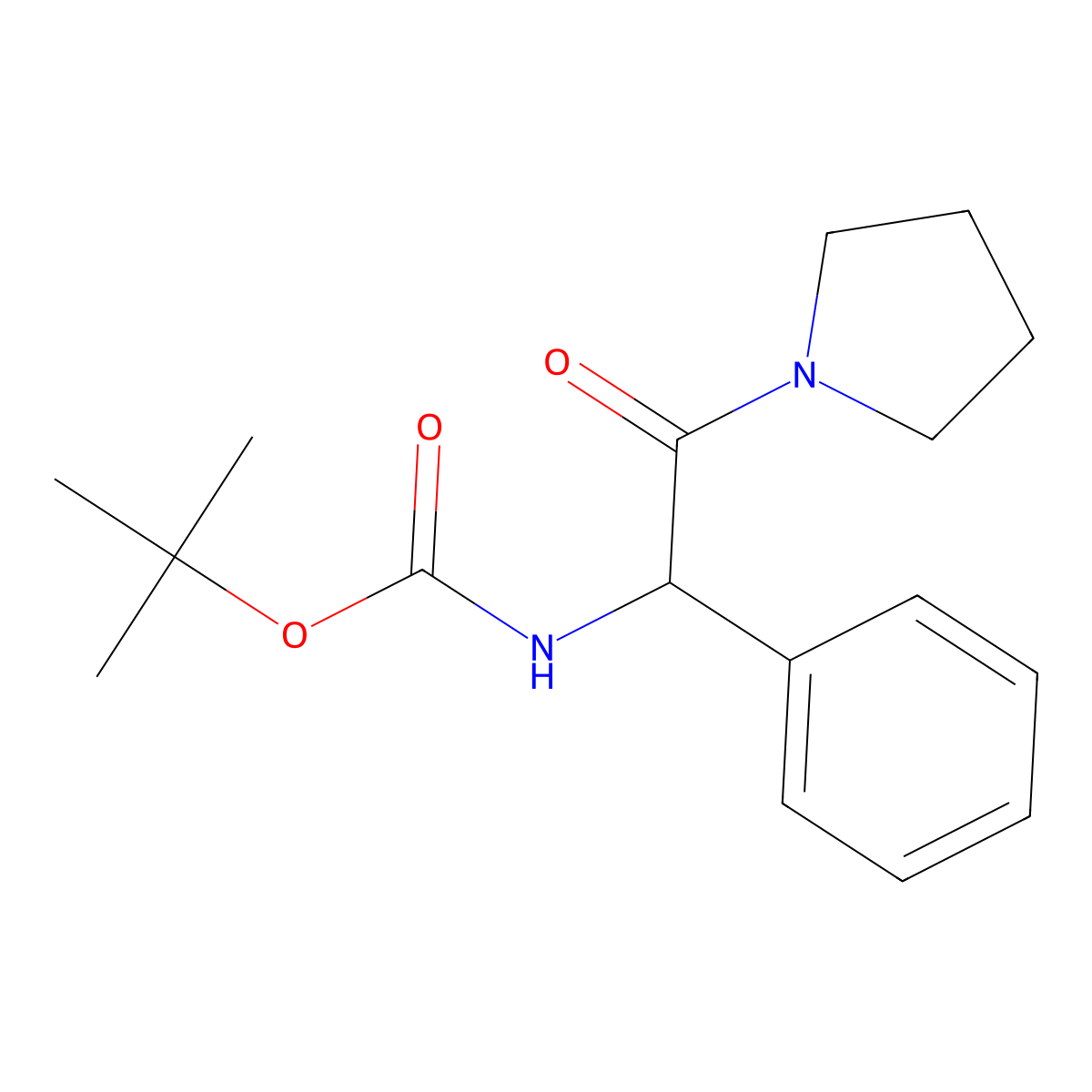 Tert-butyl N-[2-oxo-1-phenyl-2-(pyrrolidin-1-YL)ethyl]carbamate molecular structure, CAS 136329-30-1
