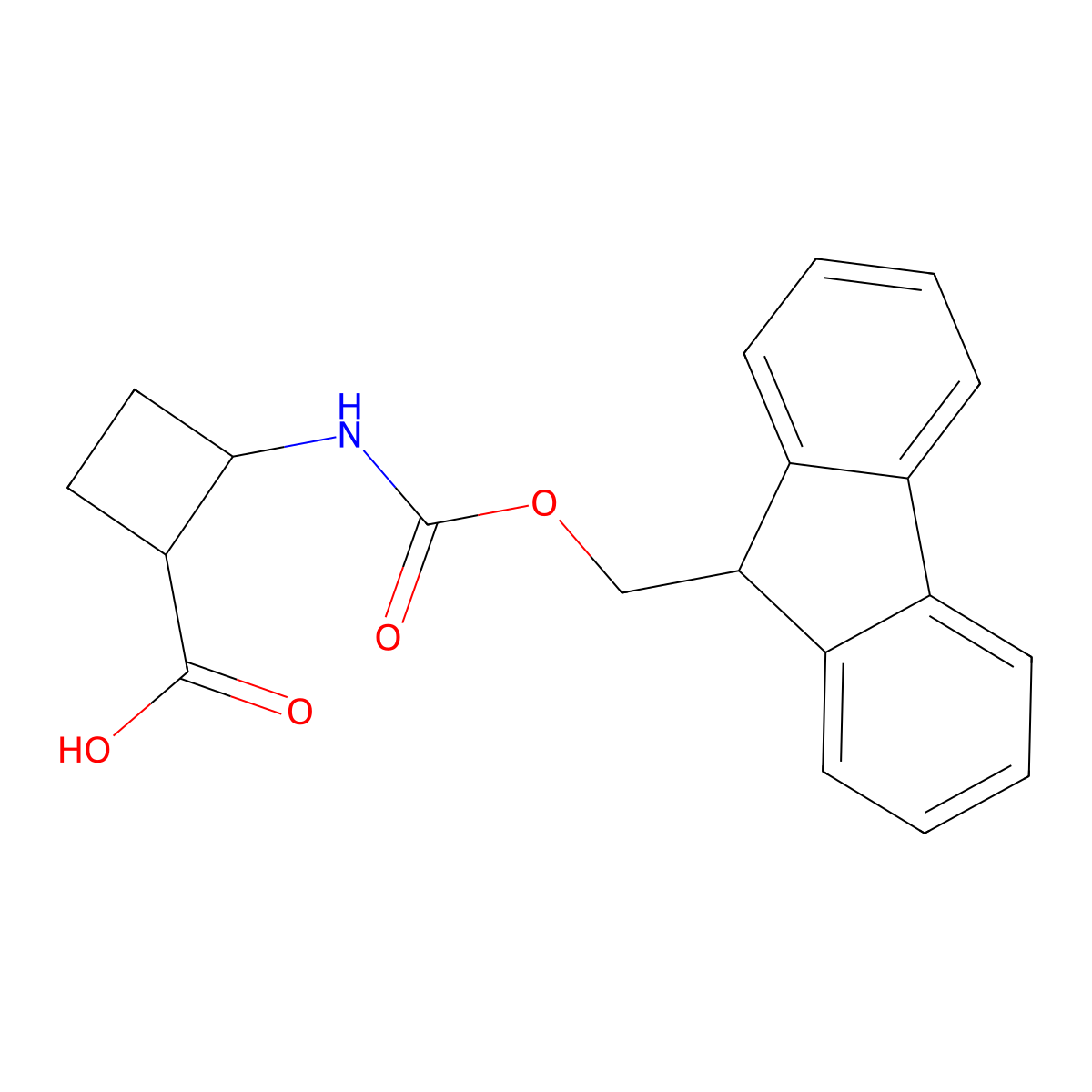 (1S,2S)-2-(9H-fluoren-9-ylmethoxycarbonylamino)cyclobutanecarboxylic acid molecular structure, CAS 1363333-51-0