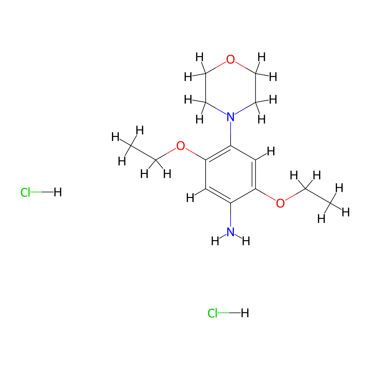 2,5-Diethoxy-4-(morpholin-4-yl)aniline dihydrochloride molecular structure, CAS 136334-84-4