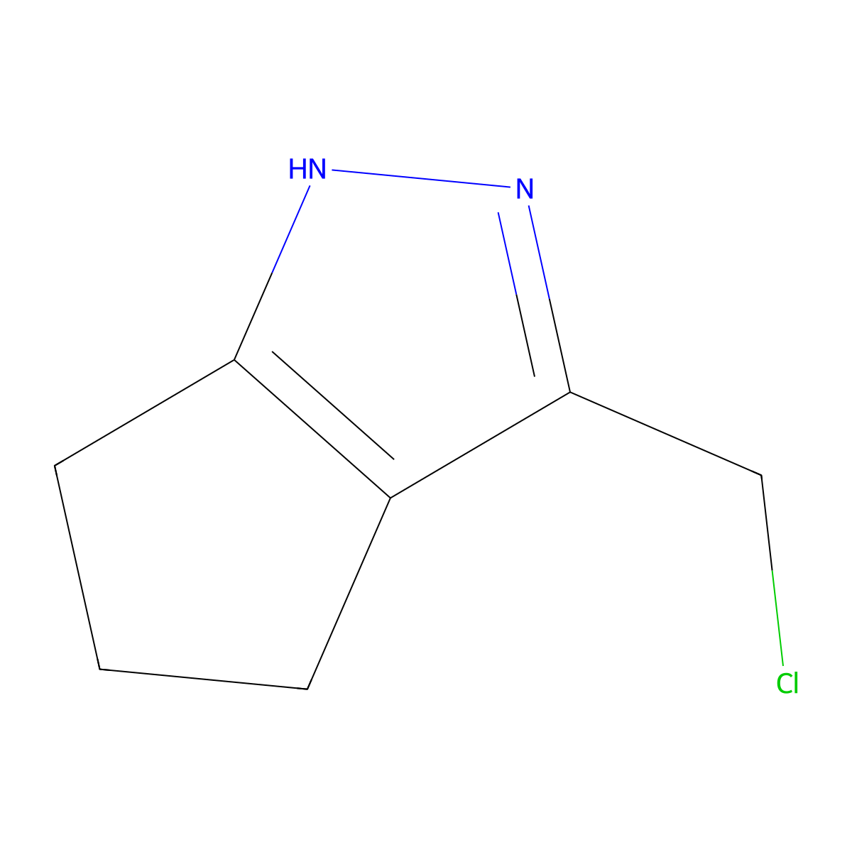 3-(chloromethyl)-1H,4H,5H,6H-cyclopenta[c]pyrazole molecular structure, CAS 1363367-70-7
