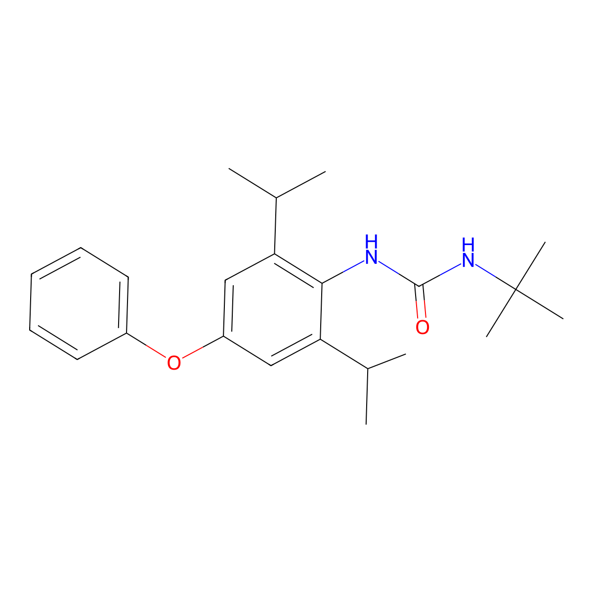 urea, N-[2,6-bis(1-methylethyl)-4-phenoxyphenyl]-N'-(1,1-dimethylethyl)- molecular structure, CAS 136337-67-2