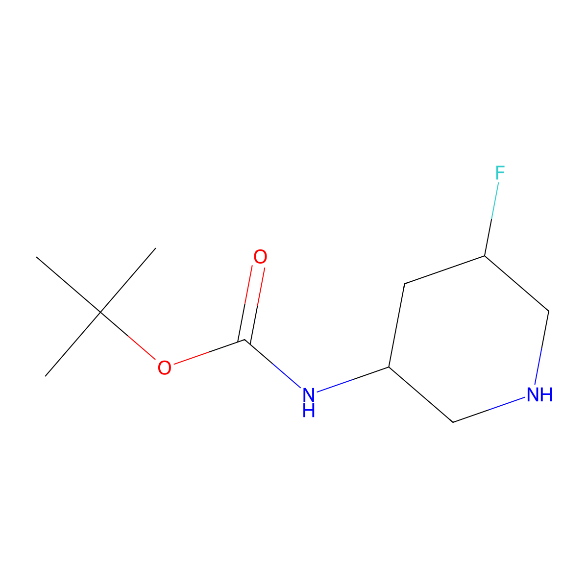 tert-Butyl ((3R,5R)-5-fluoropiperidin-3-yl)carbamate molecular structure, CAS 1363378-07-7