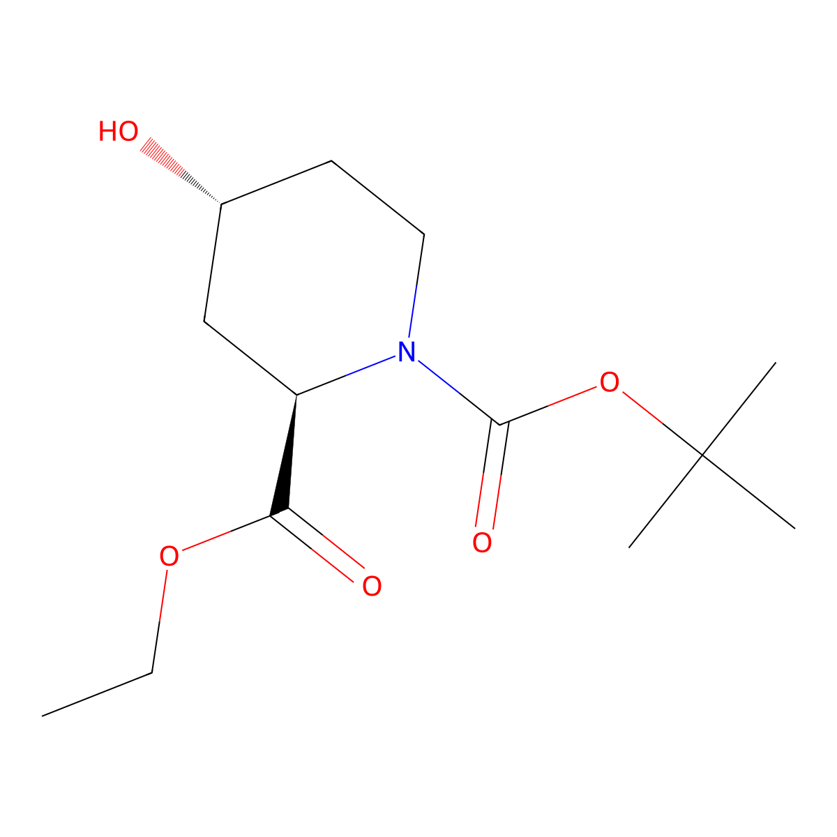 (2R,4R)-Ethyl 1-Boc-4-hydroxypiperidine-2-carboxylate molecular structure, CAS 1363378-14-6