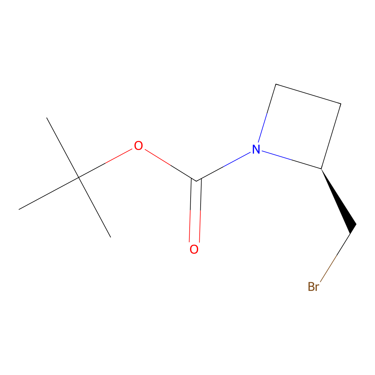 1-Azetidinecarboxylic acid, 2-(bromomethyl)-, 1,1-dimethylethyl ester, (2S)- molecular structure, CAS 1363378-23-7