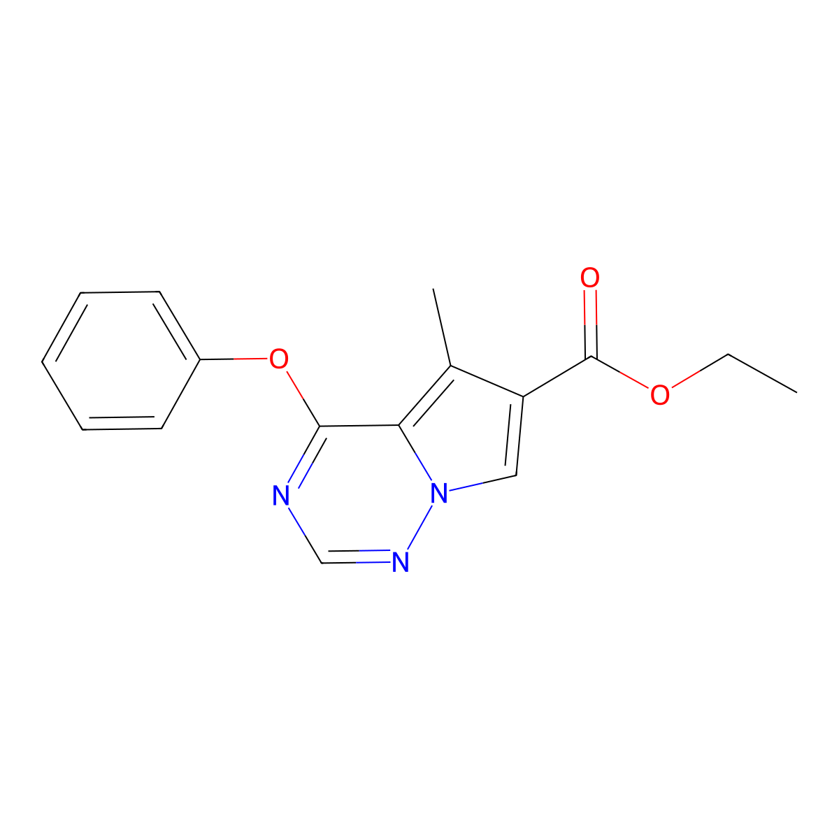 Ethyl 5-methyl-4-phenoxypyrrolo[2,1-f][1,2,4]triazine-6-carboxylate molecular structure, CAS 1363380-63-5