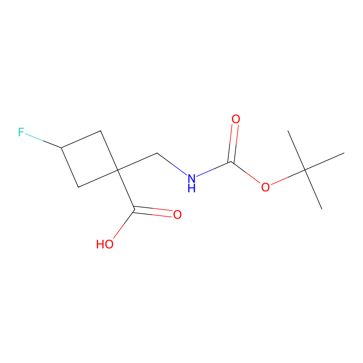 1-(Boc-aminomethyl)-3-fluorocyclobutanecarboxylic acid molecular structure, CAS 1363380-71-5