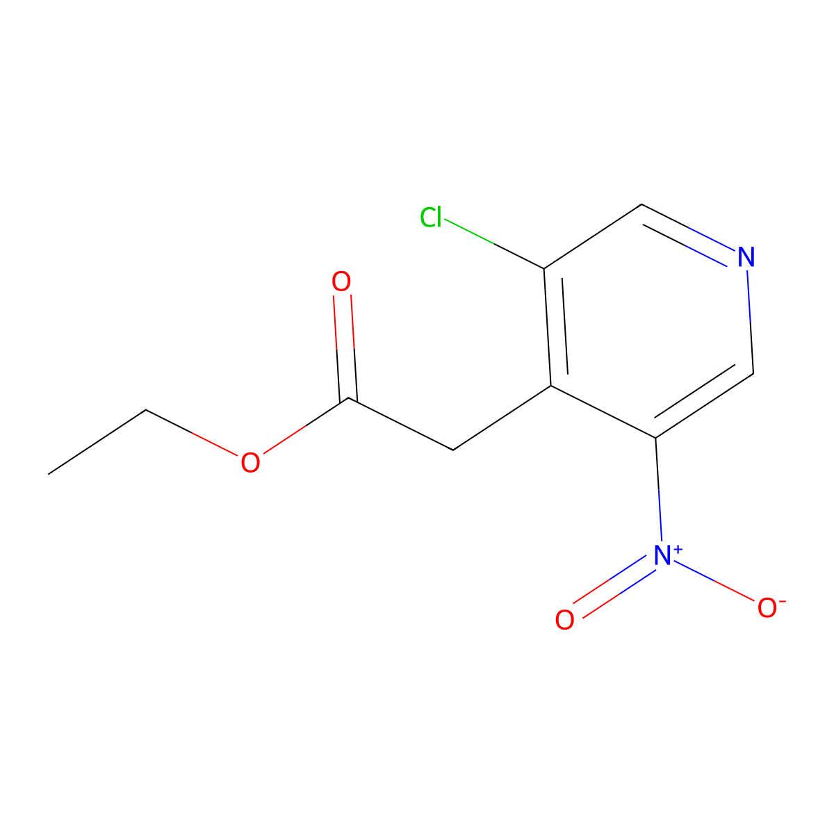 Ethyl 3-chloro-5-nitropyridine-4-acetate molecular structure, CAS 1363380-74-8