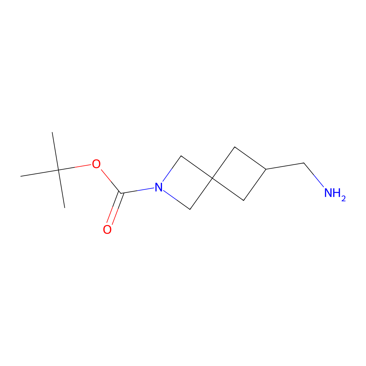 Tert-butyl 6-(aminomethyl)-2-azaspiro(3.3)heptane-2-carboxylate molecular structure, CAS 1363380-79-3