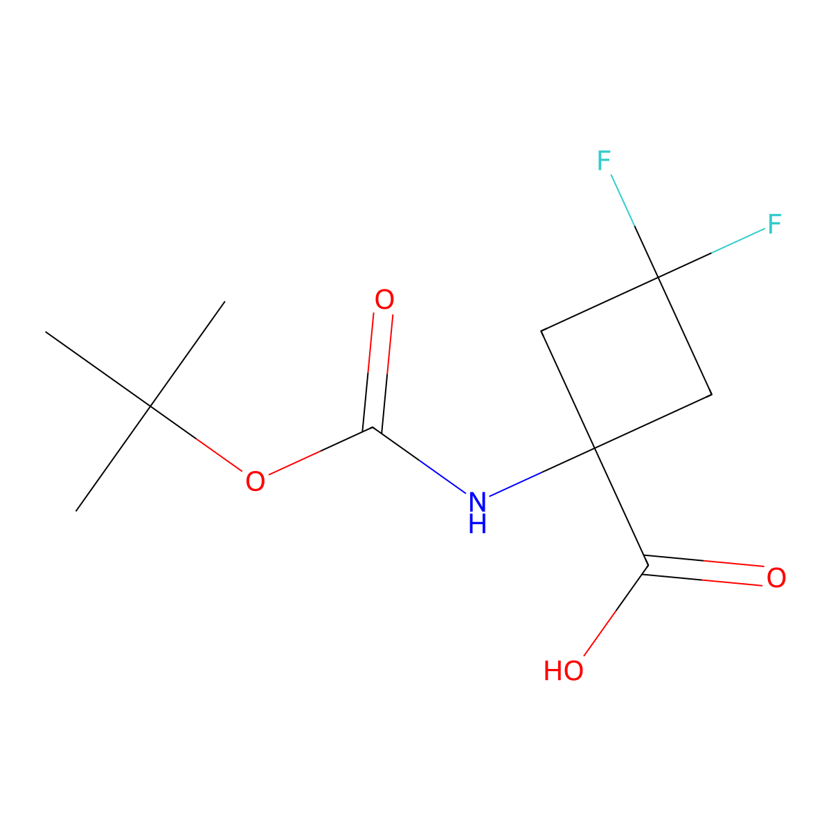 1-(((Tert-butoxy)carbonyl)amino)-3,3-difluorocyclobutane-1-carboxylic acid molecular structure, CAS 1363380-83-9