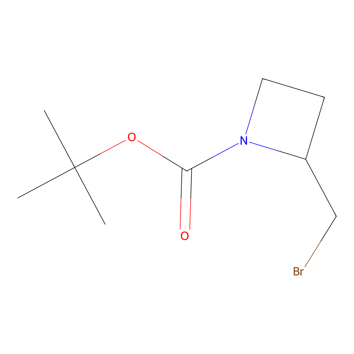 Tert-butyl 2-(bromomethyl)azetidine-1-carboxylate molecular structure, CAS 1363380-84-0