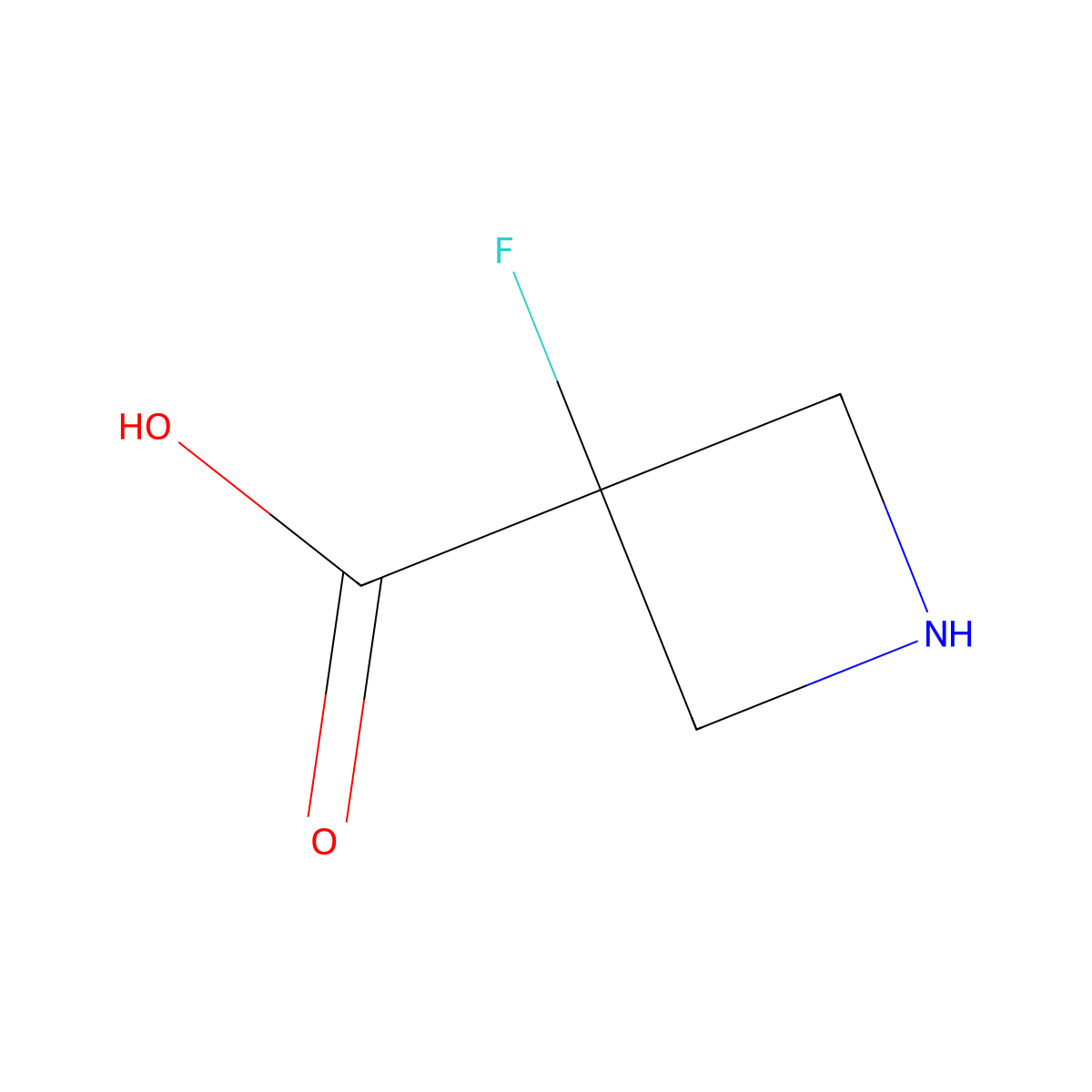 3-Fluoro-3-azetidinecarboxylic acid molecular structure, CAS 1363380-85-1